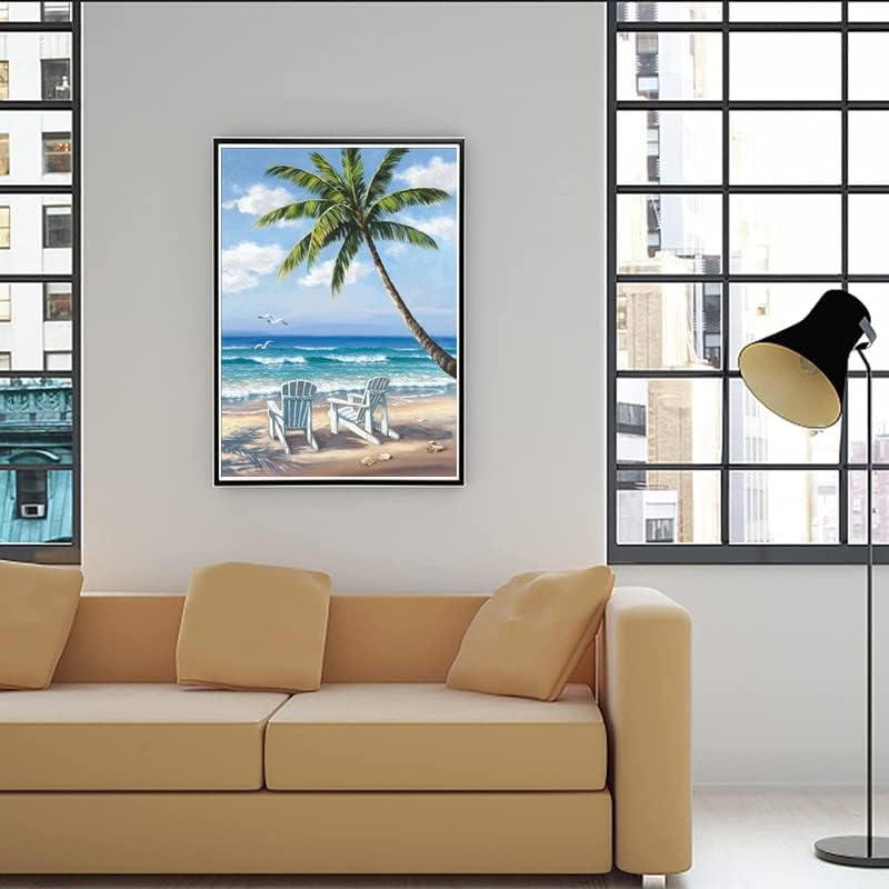 5d Dijamantni setovi za plažu za odrasle: DIY Coconut Tree Veliki dijamantski umjetnički slikanje