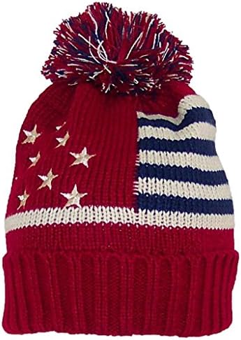 Najbolji Zimski Šeširi Za Odrasle Američka/Američka Zastava Sa Manžetnama Pletena Kapica Sa Pom Pom