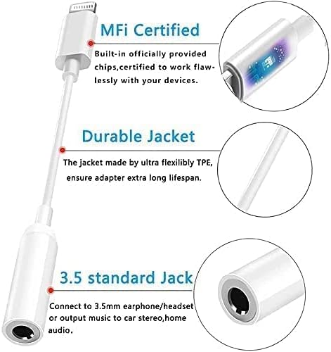Apple MFi Certified 3 Pack Aprolink lightning to 3.5 mm Adapter za slušalice, iPhone Audio Dongle