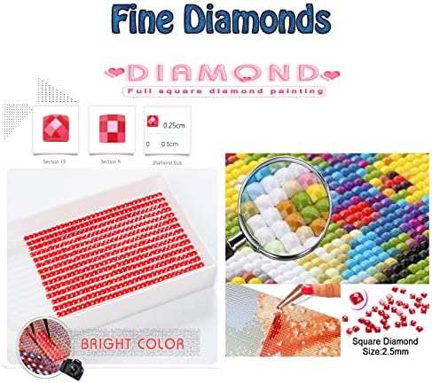 Dijamantni setovi za odrasle, Blue Iris Diamond Art Kids početnik DIY 5D boja po brojevima, velikim punim bušilicama