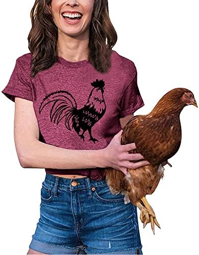 Majica za piletinu za žene Smiješne pileće grafike kratkih rukava Farma Country Casual TEE Animal Top
