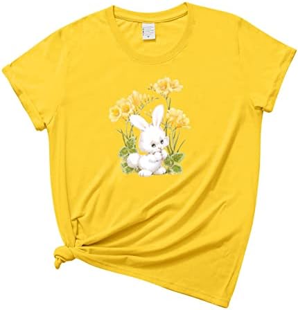 Majice za uskršnje košulje za žensku majicu kratki rukav okrugli vrat slatki grafički vrhovi