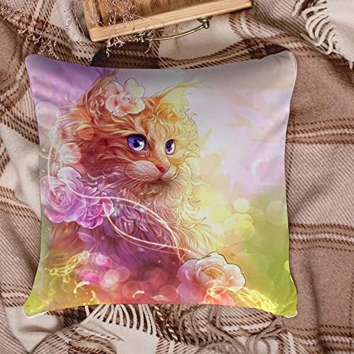 Watercolor Cat Fantasy 2 u 1 Pokrivač jastuk za putovanja, Jedinstveni mačići nejasno meko topli
