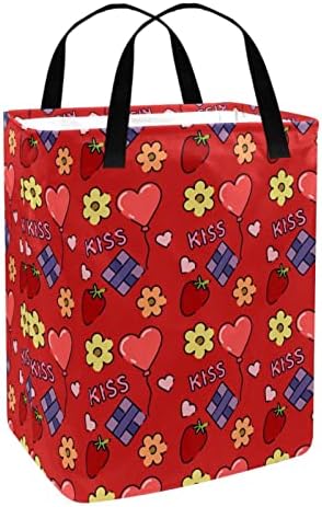 Kiss Love Strawberry Balloon Print sklopiva korpa za veš, 60L vodootporne korpe za veš kanta