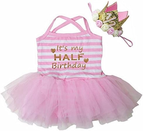 Kirei sui Baby polu rođendan Tulle Tutu Bodysuit haljina Outfit Romper & 1/2 Gold Crown trake za glavu