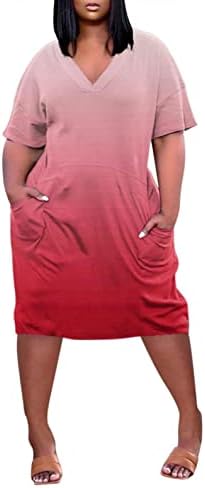 Fqzwong ženska Maxi haljina s džepovima ljetna Ležerna Oversized Plus Size majica za noć u klubu za