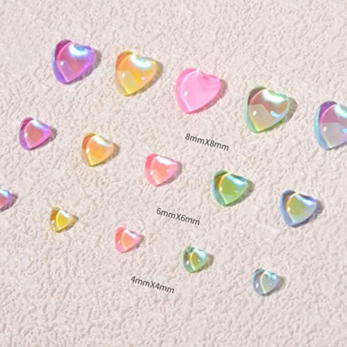 6 kutija 3d srce Nail Art čari za Dan zaljubljenih, šareni Macarons bomboni u obliku srca mješovita veličina
