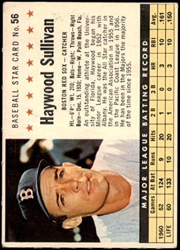 1961 Post Cereal # 56 Com Haywood Sullivan Boston Red Sox VG / Ex Red Sox