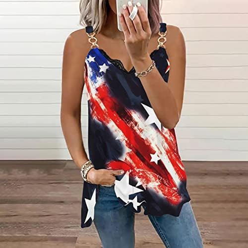 Ženska američka zastava Tank Tops 4. jula o-izrez bez rukava američka zastava Print Vest Patriotske lepršave