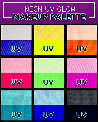 Paleta za lice 9 boja, neon UV Glow Paint Kit, vode na bazi vode i karoserije crne lagane palete šminke,