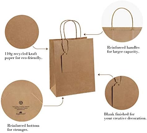 Bagdream Kraft Papir poklon vrećice sa ručkama Bulk 50 kom 8x4,25x10,5 inča smeđe papirnate