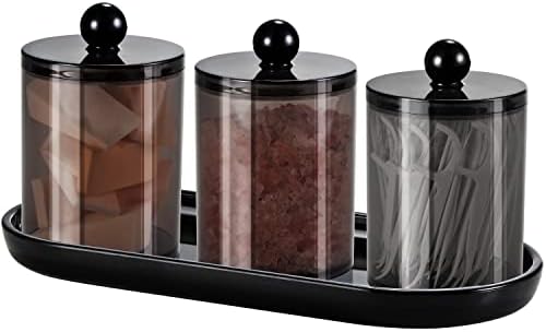 Qtip držač kupaonica s ladicom - 3 pakirajte akril plastični apotekani jarsi qtip-canister sa