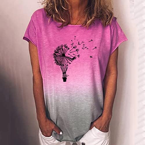TEEN GIRL CREW CACT T majice TOP T majice Kratki rukav Gradient Maslačak Cvjetni print Ljeto