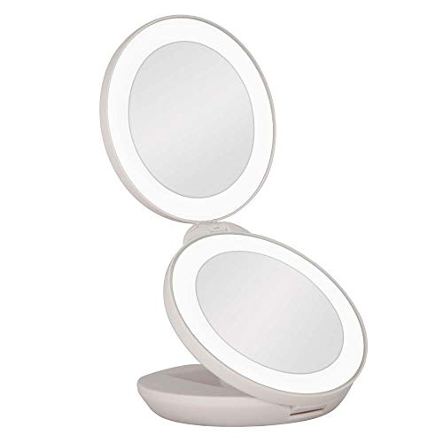 Zadro 4.5 & 34; okrugli LED kompaktno ogledalo 10x/1x Travel ogledalo sa svjetla i uvećanje 3 AAA baterije