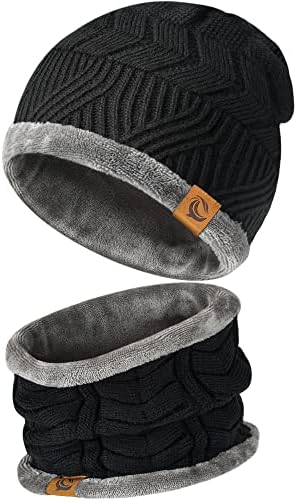 UrecOver Beanie kape za muškarce žene - Crna zimska čarka za čarape Debela topla pletenica Tobogan, čarape