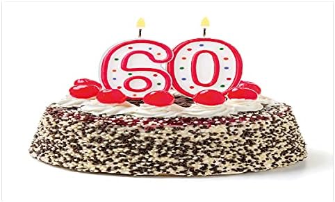 AMESONNE 60. rođendan keramičke četkica za zube, sretna strana za tortu sa svijećama trešanja i ukusne šprica
