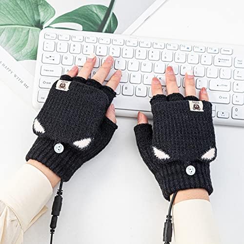 Qvkarw i žene za muškarce rukavice za odrasle grijanje toplo pletene polupansive rukavice za prste USB punjenje
