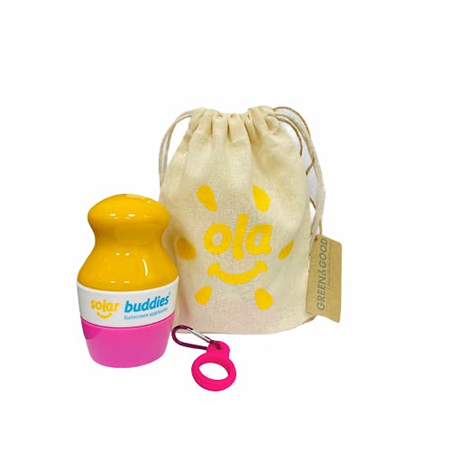 Pink Bag Bundle Solar Buddies Refillable Roll On Suncream Applicator Bag Bundle With Applicator Carabina Clip Za Porodice, Djecu, Odrasle, Putni Set, Sa Besplatnim Pakovanjem Naljepnica