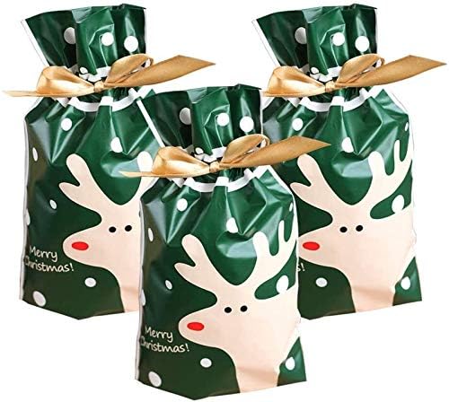 Huangxing - poklon torbe za božićne torbe za crtanje 50 paketa Santa klauzula Xmas Drvo poklon vrećice za pakovanje Xmas Holiday Goody torbe Asortirani stilovi za zabavu Poklonike i bombone, vjenčanje