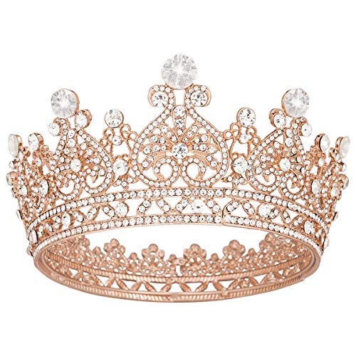 Vofler kruna od ružičastog zlata tijara za žene kraljica - kristalni Rhinestone nakit za kosu dekor za