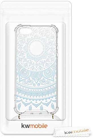 KWMobile Crossbody Case kompatibilan sa Apple iPhone SE / iPhone 5 / iPhone 5s - Clear TPU mobitel Mobilni nosač pokrivača s kablom za vrat - indijska sunčana menta / bijela / prozirna