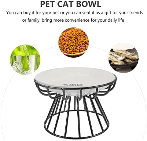 Friendly Anti povraćaj CAT ploča, uzdignuta posuda za kuhanje mačaka, uzdignuta posuda za podizanje keramičke mačke posude, hrana i voda protiv povraćanja plitka keramička posuda Cat Bow CAT-Cat Bowl + nosač