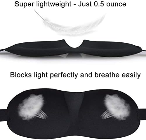 SpAncare, slijepa za spavanje maska ​​za oči klizne noći, crni 3D pamučni poklopac super mekan