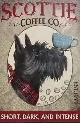 Scottie Dog Metal Tin Znak Scottie Kafa Co. Funny Poster Cafe Restoran Ured Dnevna Soba Kuhinja Kupatilo Home