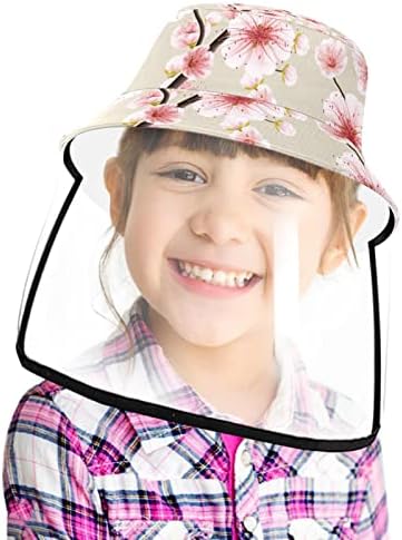Zaštitni šešir za odrasle sa štitom za lice, ribarsko šešir protiv sunčeve kape, ružičasti Sakura