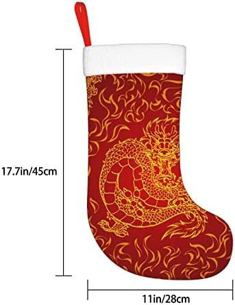 Austenstern Božićne čarape azijski zmajski vatrogasni zlatni dvostrani kamin viseći čarape