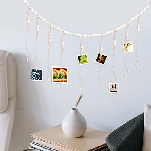 Lioobo Tassel Garland Walling FOTO ekran sa drvenim perlama Garland 3,6 stopala kolaža Frame