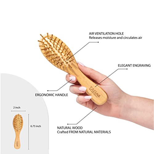 TADA prirodna ljepota mini bambusona četkica za kosu, mala zatamnjačka četka za gustu kovrčavu tanku dugu