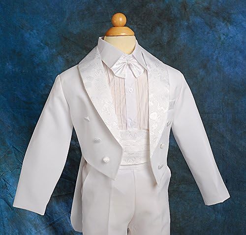 Dressy Daisy Boys smoking odijelo 5 komada Set svečana odjeća vjenčana Odjeća sa Cummerbundom, crno / bijelo