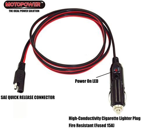 Motopower MP68996A 5FT 12V upaljač za cigarete na SAE Brzi puštanje adaptera za punjenje kabl za punjenje sa osiguračem i LED svjetlom