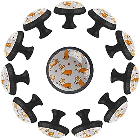12 komada narandžasti Corgi pas za igru lopte stakleni gumbi za Komode, 1,37 x 1,10 u okruglim kuhinjskim