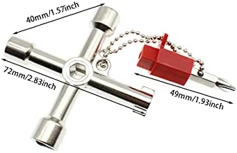 HAJXZH 4 način Cross vodomjer ključ cink legura multifunkcionalni ključ, univerzalni kontrola ormar