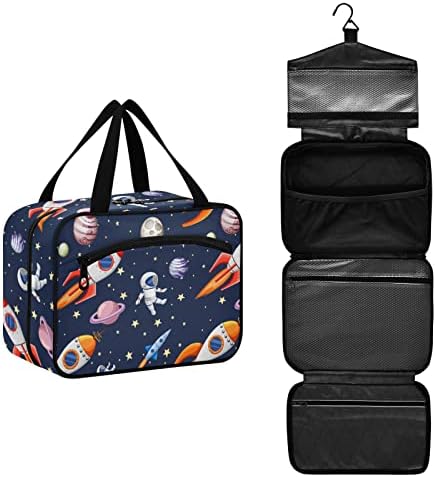 Domiking Galaxy Space Raket Viseći toaletni torbe Prijenosne kozmetičke vrećice Veliki držač za šminkanje