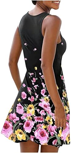 Ženske ljetne cvjetne haljine Keyhole vrat bez rukava Sundresses Casual Tank Vest Dress Mini kratka haljina