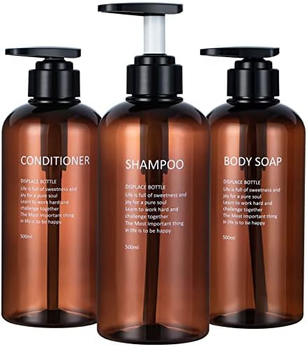 Yeeco Clear Amber Pump Boca, 16.9oz / 500ml 3 Pakovanje šampon boca šampon pumpa za pumpnu repunativnu