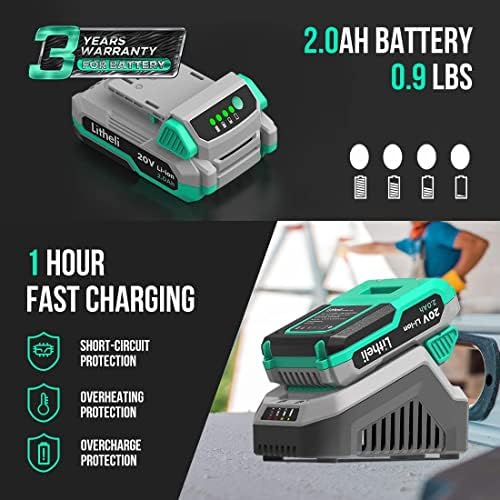 Litheli 20v Akumulatorska bušilica kombinovani komplet, bušilica i udarni drajver sa baterijama