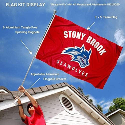 Flags i baneri Co. Stony Brook Seawolves Zastava i nosač nosača zastava
