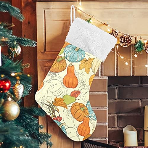 Sinestour pumpkins jesen lišće padaju božićne čarape Velike Xmas čarape za kamin Božićne stabilne šine za obuću čarapa Čarape za obiteljski odmor za zabavu