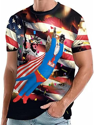 BMISEGM Summer Muns majice Muške majice Muška američka zastava Majica Patriotic Tee Kratki rukav