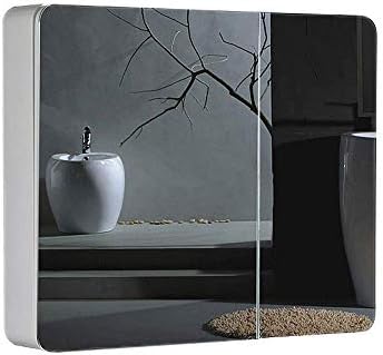 HTLLT ogledalo za šminkanje od punog drveta ogledalo za kupatilo sa policom | zaobljeni ormar za kupatilo | jednostavan ormar za ogledalo za kupatilo kombinovani ormar,50x60cm