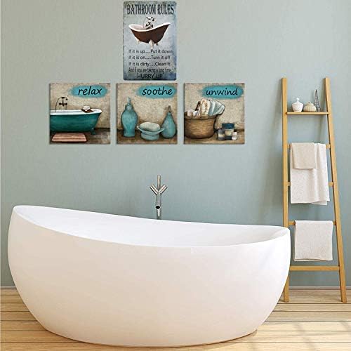 Pxiyou Rustikalna pravila kupatila ikona kade Vintage Limeni znak seoska kuća kupatilo umjetnička
