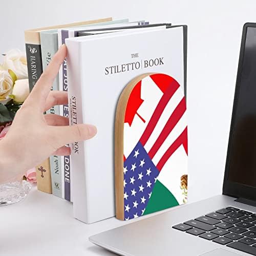 Američka Kanada i Meksiko Zastava slika Drvo Bookend dekorativni Neklizajući kraj knjige 1