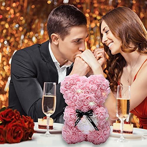Powclx Valentines Day pokloni za nju - Rose Med Bear - Rose Cvijeće medvjed, jedinstveni pokloni, pokloni za djevojčice, pokloni za mamu, rođendanski pokloni, dostava cvijeća - Uključena