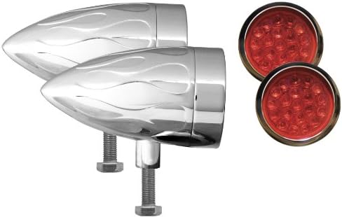 Adjure NS11918-3 Beacon 1 crveno sočivo 3-Wire Flush Mount Flamed hrom Target LED motocikl Bullet Light-par