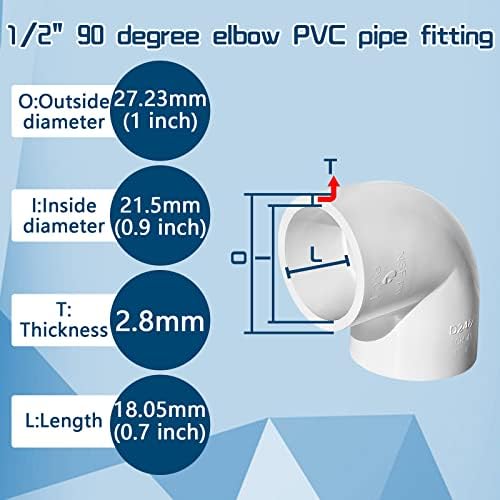 1/2 Slip PVC laktovi od 90 stepeni-12 pakovanja, PVC cijev koljeno PVC okov za koljeno, razred namještaja,bočni izlaz za koljeno od 2 smjera PVC ugaoni okovi za DIY PVC policu za vrtnu potpornu strukturu