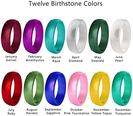Birthstone boja Silikonski Slaganje bend prstenovi za muškarce žene dječaci Teen Djevojke meka fleksibilna